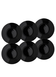 Buy Set of 6 porcelain plates, black, size 19 cm in Saudi Arabia