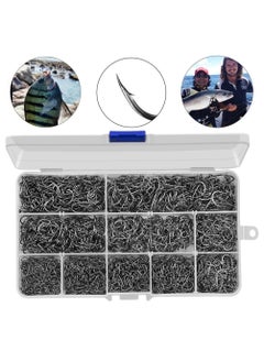 Buy 1000 Pieces Sharp Fishing Hooks Kit 3-12# with Box in Saudi Arabia