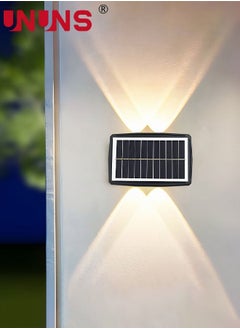 Buy LED Wall Light,Waterproof Solar Powered Wall Lights With 4 LEDs And 2 Modes,Solar Fence Lights Up And Down Wall Lamps For Garden Yard Decor,Warm White in UAE