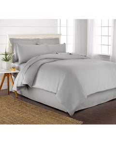 Buy Bamboo Duvet Cover Queen Size 230x220 cm With Button Closing and Corner Ties 400TC Cool, Anti-Allergic, Soft and Silky – Silver in UAE