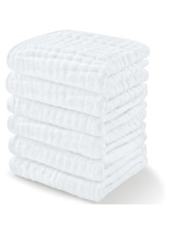 Buy Baby Washcloths, Muslin Cotton Baby Towels, Large Wash Cloths Soft on Sensitive Skin, Absorbent for Boys & Girls, Newborn Baby & Toddlers Registry Gift (White, 6 Pack, 30 X 30 CM) in Saudi Arabia