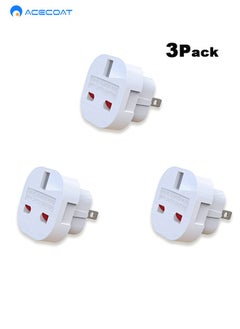 Buy 3 Pack UK to US Plug Adaptor Type G to Type A and B UK to USA, Canada, Australia, Japan, Thailand, Mexico, Jamaica, Dominican Republic, Barbados, China and more 2 Pin Flat Travel Adapter (White) in Saudi Arabia