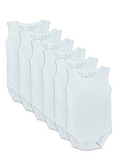 Buy 6- Pieces Bodysuit barbtoz Perforated Boys Underwear Cotton White in UAE