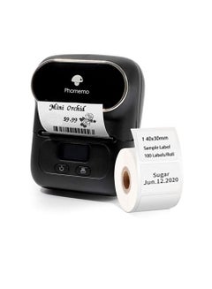 Buy M110 Label Printer Portable Bluetooth Thermal Mini Label Maker Printer Apply to Labeling Compatible with Android & iOS System With 1 40×30mm Label Black in UAE