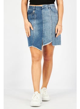 اشتري Women Washed Denim Mini Skirt, Blue في الامارات