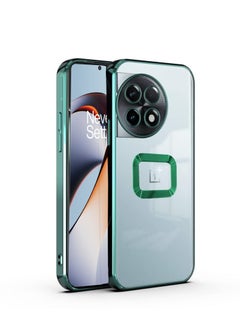 Buy Shockproof Luxury Plating Hybrid PC Case Cover For OnePlus 11R 5G 2023 Clear/Dark Green in UAE