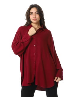 Buy Turn Down Collar Oversized Shirt_Burgundy in Egypt