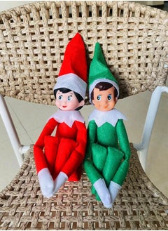 Buy 2-Piece Christmas Elf On The Shelf Plush Dolls For Home Decor in UAE