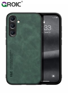 اشتري Samsung Galaxy S24 Plus Green Case, Minimalist Design Samsung Galaxy S24 Plus Cover, Thin TPU Edge Shockproof PU Leather Protective Phone Case for Samsung Galaxy S24 Plus في الامارات