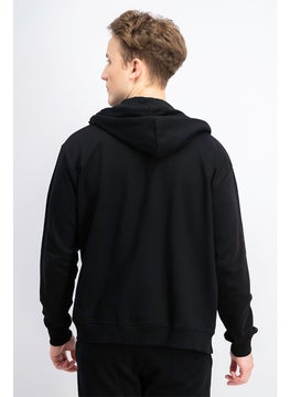 Buy Men Long Sleeves Brand Logo Hoodie, Black in UAE