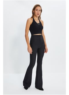 Buy Black Flare Woven Trousers TWOAW20PL0576 in Egypt