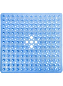 Buy Shower Mat for Bathtub, 21 x 21 Inches Bath Tub Square Mats, Non-Slip with Drain Holes, Suction Cups, BPA, Latex, Phthalate Free, Machine Washable (Clear Blue) in Saudi Arabia