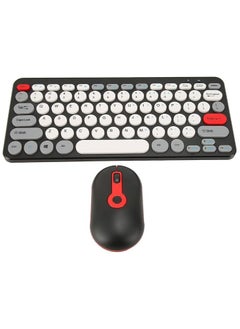 Buy Wireless Keyboard Mouse Set, 2.4G Keyboard Mouse Combo, Slim Round Wireless Keyboard with Mute Design Laptop Button Feel for Desktops Computer Laptops (Black) in UAE