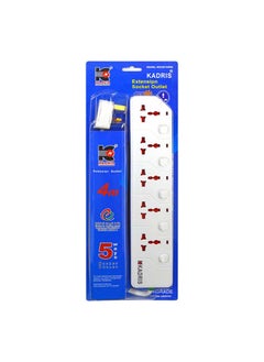 اشتري Power Strips KD1605S Heavy Duty Extension Cord with 5 way Outlets with switches, Charging Socket with 4 meter Heat resistant  Extension Cord (White) في الامارات