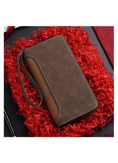 Buy Casual Multi Slot Mens Long Wallet Coin Purse Large Capacity Zipper Card Holder in UAE