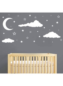 اشتري Moon Stars and Clouds Wall Decals Kids Wall Decoration Nursery Wall Decal Wall Decal for Nursery Vinyl Wall Stickers for Children Baby Kids Boys Girls Bedroom White في الامارات