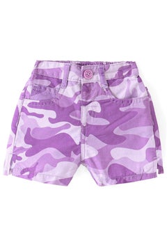 Buy Babyhug Twill Woven Mid Thigh Length With Stretch Shorts Camouflage Print - Lavender(3-6Y) in UAE