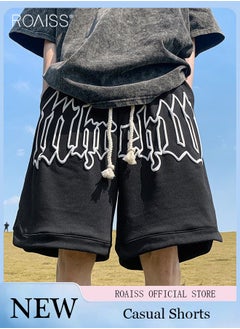 Buy Summer Letter Foam Print for Casual Sweatpants Gym Oversized Basketball Short Pants Hip Hop Streetwear in UAE