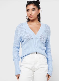 Buy V Neck Cable Knit Sweater in UAE