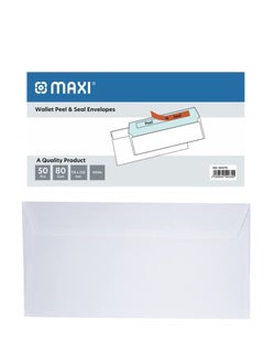 اشتري 50-Piece Peel And Seal Envelopes 115x225mm White في الامارات