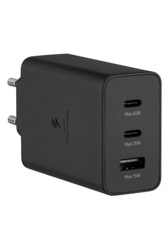 اشتري Trio - PD 65W Fast Charging Triple Wall Charger - Black, Three Output (USB-C PD x 2 and USB-A) Super Fast Charging في مصر