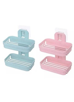 Buy Double Layer Wall Mounted Soap Dish Pink/Green in Saudi Arabia