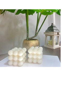 Buy 2 Pcs Ivory Bubble Candle Soy Wax Vanilla Scented Square Bubble Candles, Bubble Cube Candle for Home Decor & Gifting in Egypt