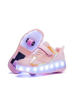 اشتري New Double Wheel Skate Shoe Luminous Pulley Shoes في السعودية