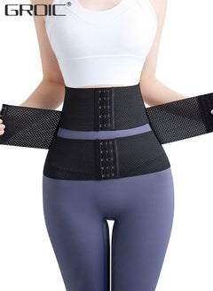 Buy Waist Trainer for Women Triple Belt Body Shaper Waist Trainer Corset with 3 Hooks and 3 steel Bones, Sauna Workout Trimmer Belts Underbust Corset Tummy Control Hourglass Tummy Slimming Belly Body Shap in UAE