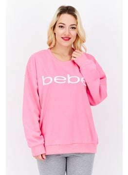 اشتري Women Round Neck Brand Logo Long Sleeves Sweatshirts, Pink في الامارات