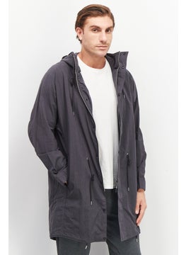 Buy Men Solid Parka Jackets, Grey in UAE