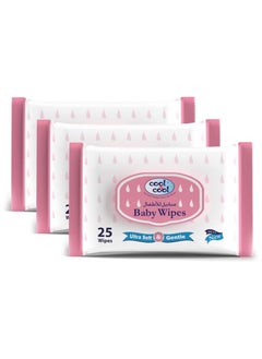 Buy Cool & cool Baby Wipes 25's  Pack of 3 in UAE