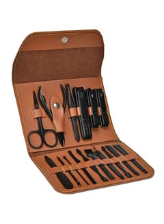 Buy Manicure Set, Professional Stainless Steel Pedicure Nail Clipper Tools Kit with PU Leather Folding Case，Women Men Nail Scissors Nail Cutter Set，16 In 1 Travel Grooming Care Tool Kits in UAE