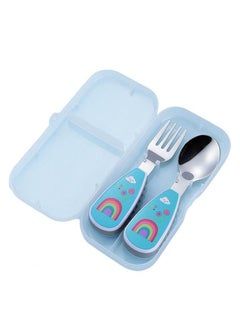 اشتري Brain Giggles Stainless Steel Kids Cutlery Set Children Spoon and Fork with Case Rainbow Handle Design في الامارات