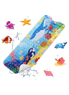 اشتري Baby Bath Mat for Tub for Kids, 40 X 16 Inch Bathtub Mat Non Slip, Cartoon Bath Tub Shower Mat Anti Slip with Drain Holes and Suction Cups Machine Washable (Whale + Dolphin) في السعودية