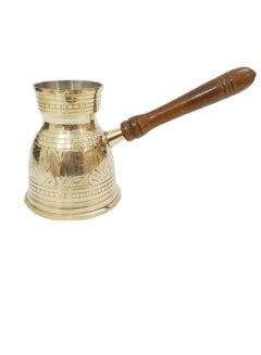 Buy Brass Turkish Coffee Warmer Turkish Style Brass Coffee Pot with Wooden Handle, Gold Brass Coffee Warmer 10 Centimeter in Saudi Arabia