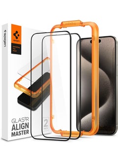 Buy Glastr Align Master Edge to Edge [2 Pack] for iPhone 15 Pro MAX Screen Protector Premium Tempered Glass - Full Cover in UAE