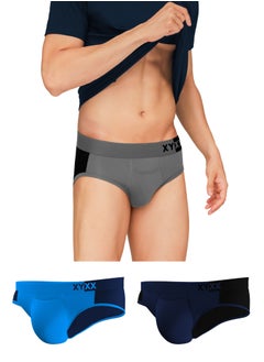 Buy Pack of 3 Dualist Intellisoft Micro Modal Color Blocked Colorblock Men Brief in UAE