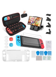 Buy Accessories Kit for Nintendo Switch, 13 in 1 Accessories Kit Compatible with NS Switch Including Carrying Case/ Clear Cover Case/ Adjustable Stand/ Tempered Glass Screen Protector and Cleaning Tool in UAE