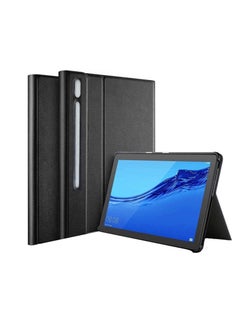 Buy Leather with Stand and Pen Slot Flip Cover for Samsung Galaxy Tab S7 Plus 12.4in T970 - T976B/Samsung Galaxy Tab S8 Plus 12.4in X800 - X806 - Black in Egypt