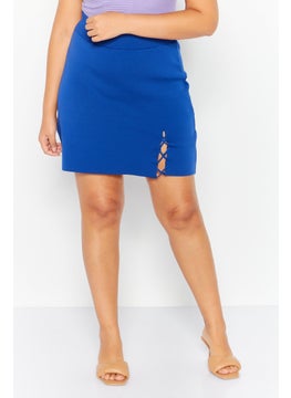 اشتري Women Textured Mini Skirt, Blue في الامارات