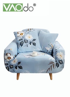 اشتري High Elastic Sofa Cover 1 Seat Universal All Inclusive Sofa Cover Fine Soft Material High Color Fastness Blue flower shape With Elastic Belt Sofa Cover في الامارات