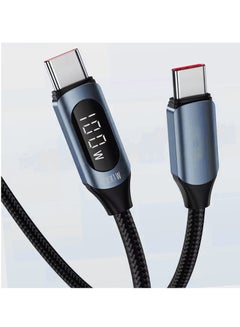 Buy Type C to C Charger Cable, 100W 5A Digital LED Super Fast Turbo Nylon Braided High Stable Current Save Charging Cable for Samsung High-Speed Data Sync Smart Chip 1M in Saudi Arabia