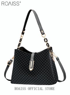 Buy PU Leather Handbag Large Capacity Shoulder Bag for Women Black in Saudi Arabia