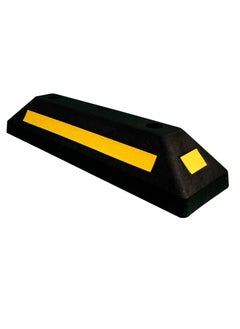 Buy BERRY Wheel Stopper 57CM Black | Rubber Parking Wheel Stops for Car Parking Areas | Heavy Duty Parking Blocks Black with Yellow Strips (1Pcs) in UAE