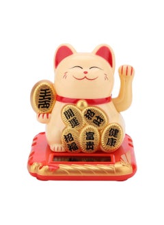 اشتري Solar Powered Cute Lucky Cat Ornaments Desktop Craft Art Home Shop Hotel Shaking Hand Chinese Lucky Cat Wealth Waving Fortune Home Decor (Gold) في الامارات