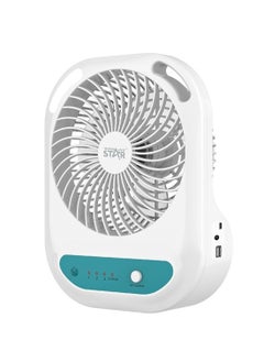 Buy Desk Fan, Table Fan, USB Portable Air Conditioner Fan, 3 Speeds, With LED Light, Rechargeable Air Cooler Desktop Cooling Fan, for Home Room Office ST-4052 - White in Saudi Arabia