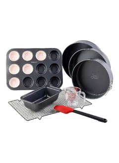 Buy 8-Piece Dishwasher Safe Carbon Steel Baking Set Black and Red 30 x 54 x 43 cm BC1082 in Saudi Arabia