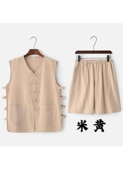 Buy Traditional Chinese Vest Set for Men SummerApricot suit Apricot suit in Saudi Arabia