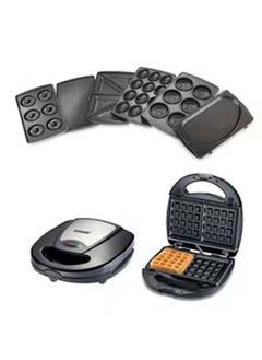 اشتري 7-In-1 Non-Stick Multi Snacks Maker with Sandwich-Grill-Waffle-Donuts Detachable Plates 760 W SSM-862 Black في الامارات